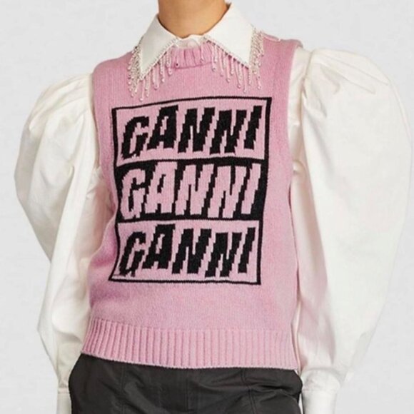 Ganni Sweaters - NWT Ganni Printed Sweater Vest in Pink | Size Small